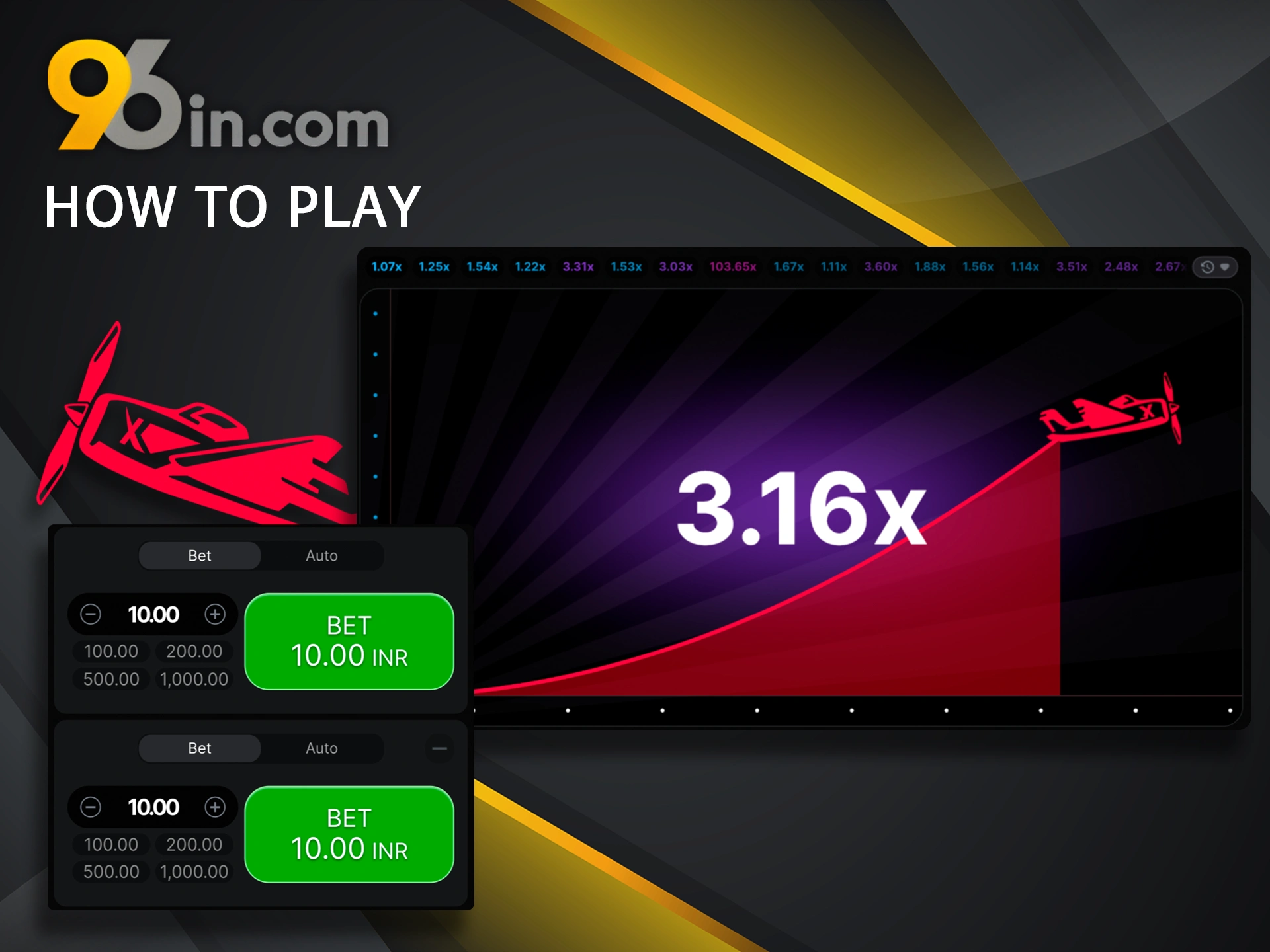 Learn how to start betting on the Aviator with 96in.