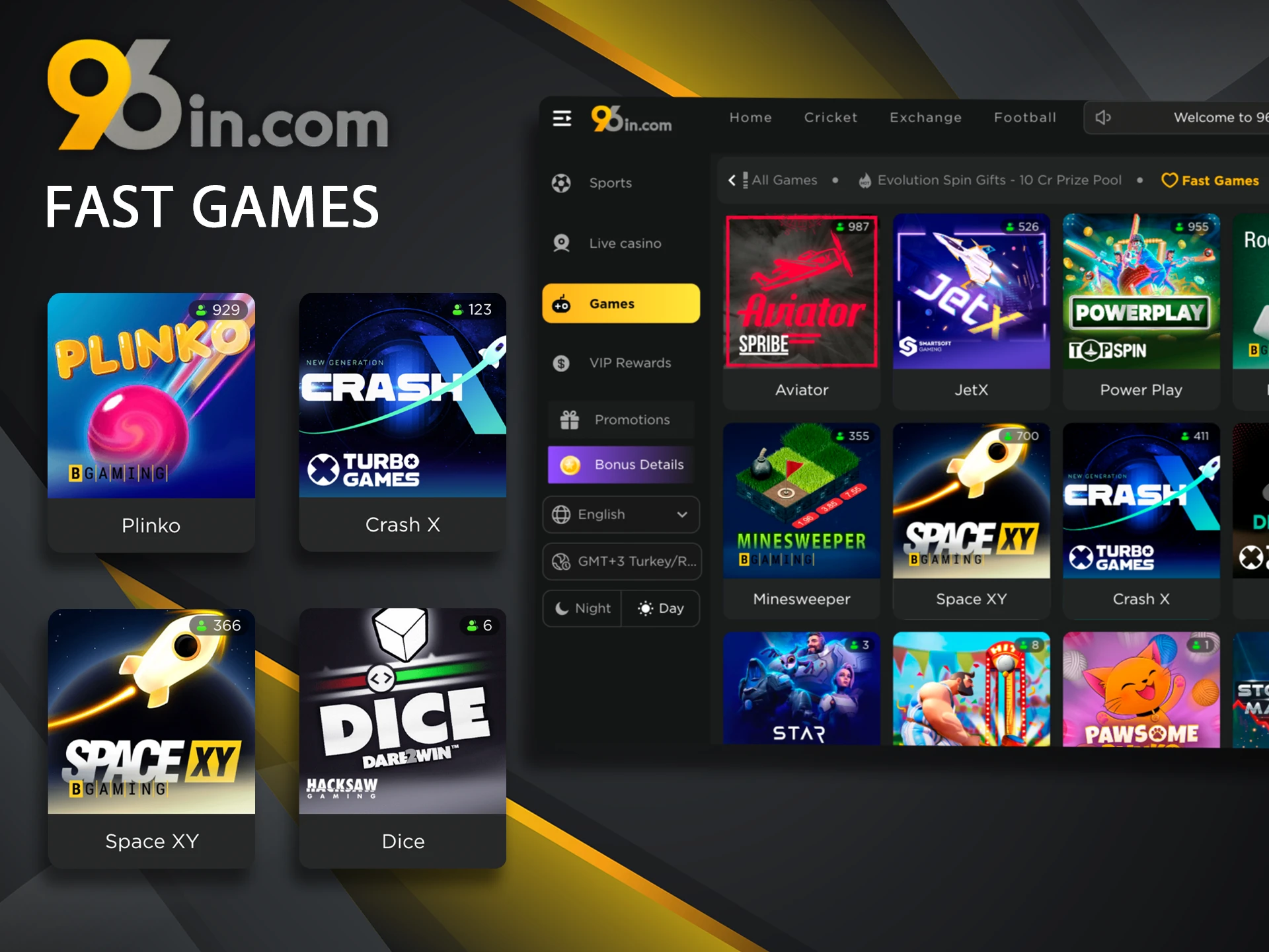 Get quick wins in the fast games section at 96in.