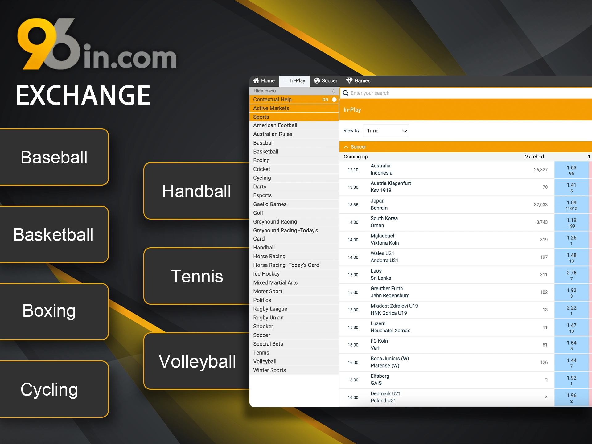 Select your favorite sport and team in Exchange mode in 96in.