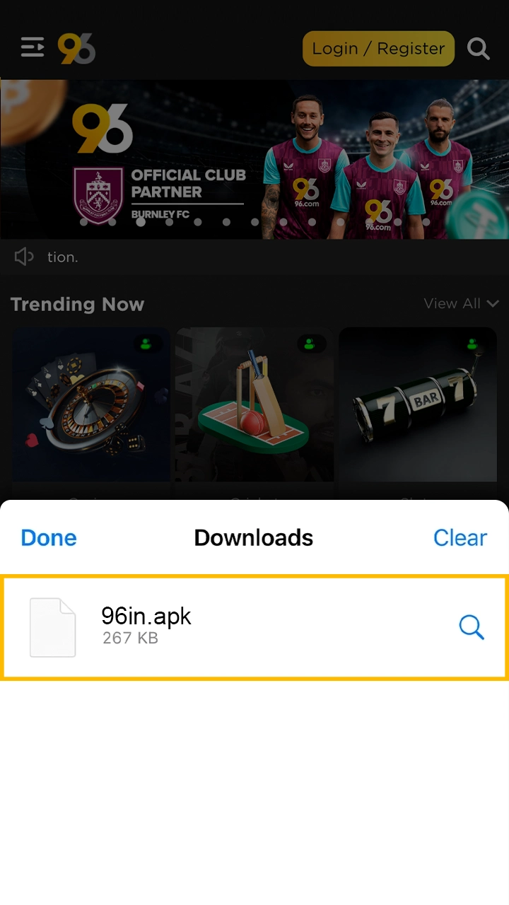 Go to downloads install the downloaded 96in file.