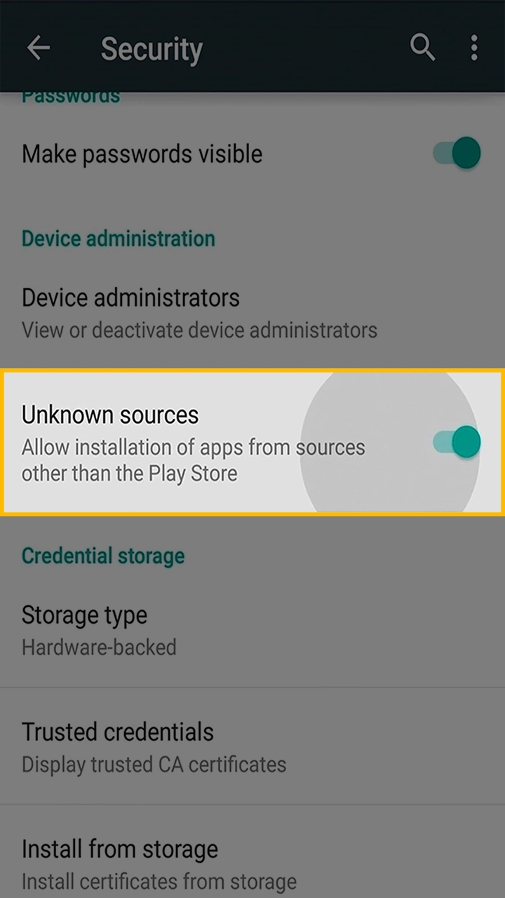Allow installation of 96in from unknown sources.