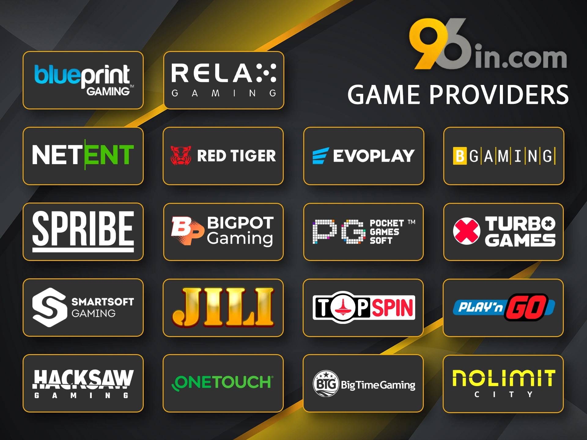 Find out about all the game providers hosted at 96in.