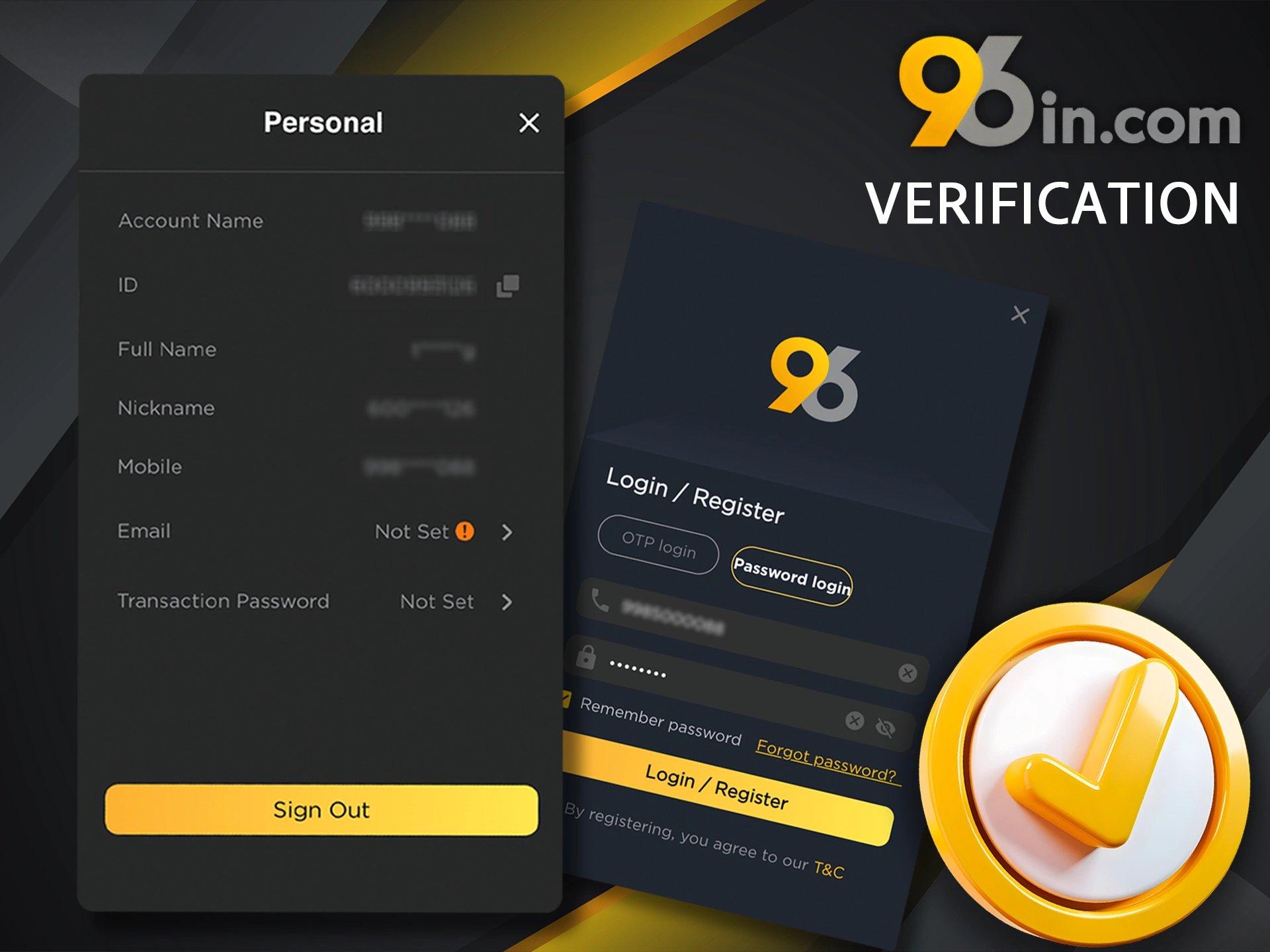 Verify your account to use all the features of 96in.